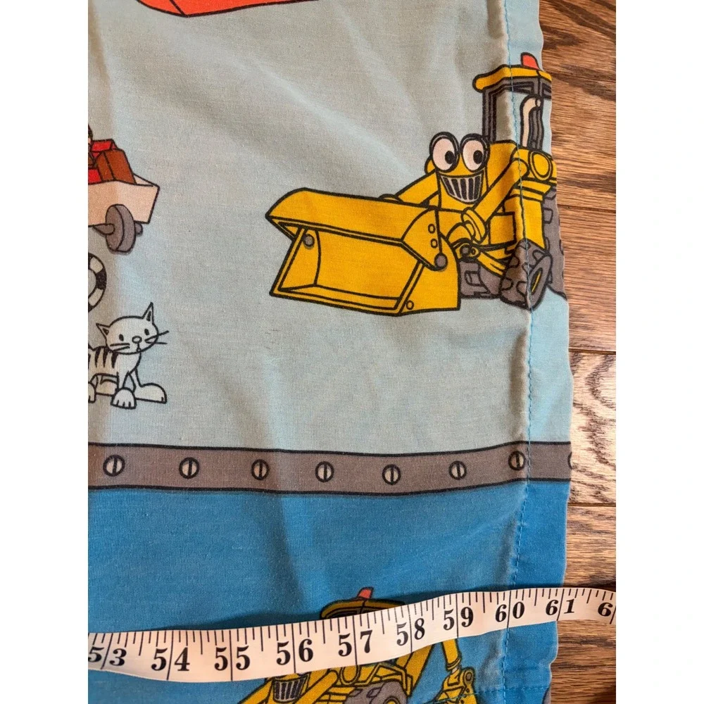 Vintage Bob the Builder Twin Flat Sheet 61x99 Construction Trucks Blue Bedding